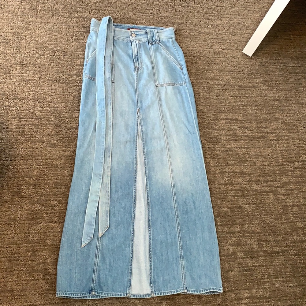 Maxi denim skirt with front slit